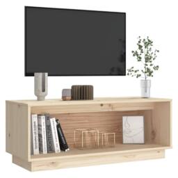 Berkfield Home TV Cabinet 90x35x35 cm Solid Wood Pine in Light Tan - Size: 90 x 35 x 35 cm - thumbnail 6