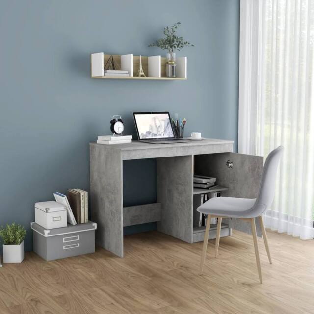 Berkfield Home Modern Desk Concrete Grey 100x50x76 cm Engineered Wood - Size: 100 x 50 x 76 cm - image 1