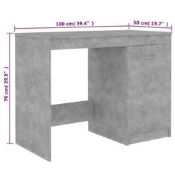 Berkfield Home Modern Desk Concrete Grey 100x50x76 cm Engineered Wood - Size: 100 x 50 x 76 cm - thumbnail 9