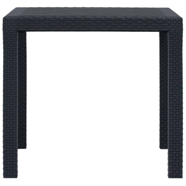 Berkfield Home Garden Table Anthracite 79x79x72 cm Plastic Rattan Look in Black - Size: 79 x 79 x 72 cm - image 1