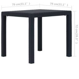 Berkfield Home Garden Table Anthracite 79x79x72 cm Plastic Rattan Look in Black - Size: 79 x 79 x 72 cm - thumbnail 5