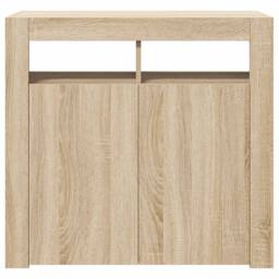 Berkfield Home Sideboard with LED Lights Sonoma Oak 80x35x75 cm in Light Tan - Size: 80 x 35 x 75 cm - thumbnail 8