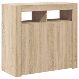 Berkfield Home Sideboard with LED Lights Sonoma Oak 80x35x75 cm in Light Tan - Size: 80 x 35 x 75 cm - thumbnail 7