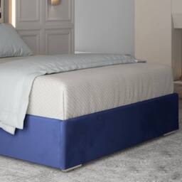 Casani Elveden Upholstered Soft Velvet Blue Metal Designer Bed Frame - Size: Small Double - thumbnail 7