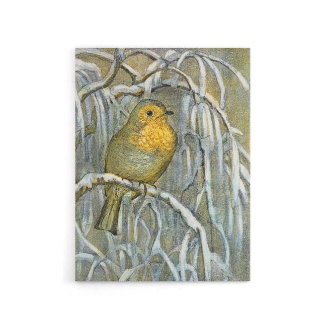 "Artery8 Robin on Snowy Tree Branch Canvas Wall Art Print van Hoytema - Size: W18"" x H24""" - image 1