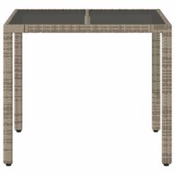 Berkfield Home Garden Table with Glass Top Grey 90x90x75 cm Poly Rattan - Size: 90 x 90 x 75 cm - thumbnail 4