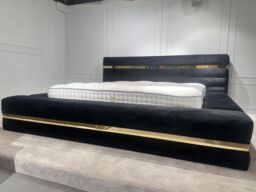 HOB Furniture The Aruba Bed, Luxury French Velvet, Black - Size: Emperor
