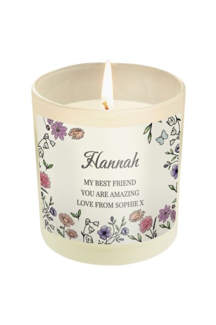 Personalised Memento Company Women's Personalised Wild Flowers Candle Jar in Off-White - image 1