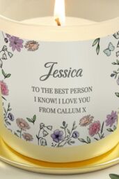 Personalised Memento Company Women's Personalised Wild Flowers Candle Jar in Off-White - thumbnail 3