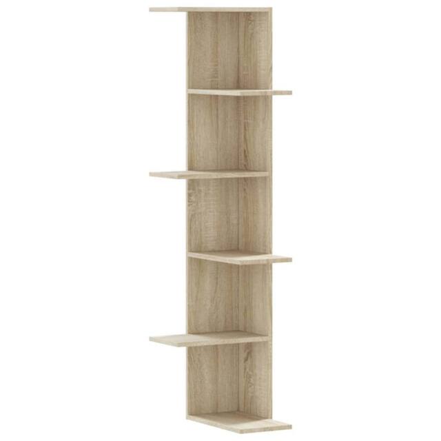 Berkfield Home Wall Corner Shelf Sonoma Oak 36.5x36.5x140 cm Engineered Wood in Light Tan - image 1