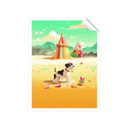 "Warren Reed - Designer Doggy On A Beach Holiday Unframed Art Print - Size: W24"" x H36""" - thumbnail 2