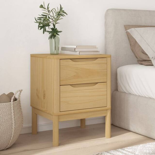 Berkfield Home Beautiful Bedside Cabinet FLORO Wax Brown 45x39x57 cm Solid Wood Pine in Light Brown - Size: 45 x 39 x 57 cm - image 1