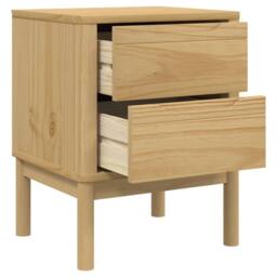 Berkfield Home Beautiful Bedside Cabinet FLORO Wax Brown 45x39x57 cm Solid Wood Pine in Light Brown - Size: 45 x 39 x 57 cm - thumbnail 8