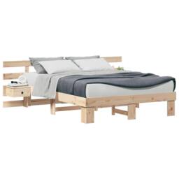 Berkfield Home with Drawer Brown 160 x 200 cm Solid pine wood in Beige - thumbnail 3