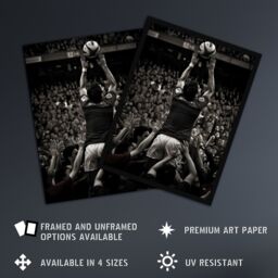 Artery8 Wall Art Print Rugby Lineout Catch Action Photo Black White Sport Artwork Art Framed - Size: A4 - thumbnail 2