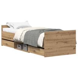 Berkfield Home Full Bed Frame Frame Artisan Oak 90x190 cm Single Wood in Brown - thumbnail 3
