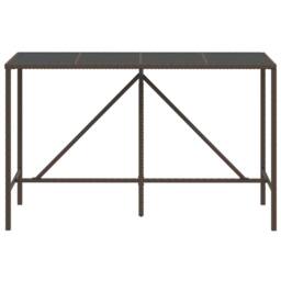 Berkfield Home Bar Table with Glass Top Brown 180x70x110 cm Poly Rattan - Size: 180 x 70 x 110 cm - thumbnail 3