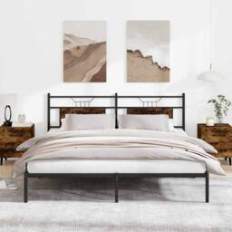 Berkfield Home Bed Frame without Mattress Smoked Oak 183x213 cm Engineered Wood in Brown - thumbnail 2