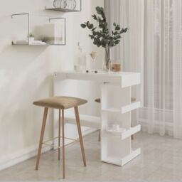 Berkfield Home Bar Table with Storage Rack White 100x50x101.5 cm Engineered Wood - thumbnail 3