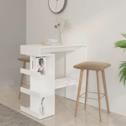 Berkfield Home Bar Table with Storage Rack White 100x50x101.5 cm Engineered Wood - thumbnail 1