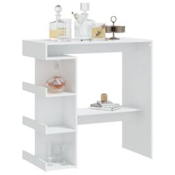 Berkfield Home Bar Table with Storage Rack White 100x50x101.5 cm Engineered Wood - thumbnail 4