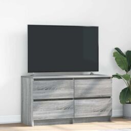 Berkfield Home TV Cabinet Grey Sonoma 100x35x54 cm Engineered Wood - Size: 100 x 35 x 54 cm - thumbnail 1
