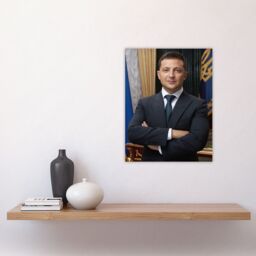 "Artery8 Ukraine President Volodymyr Zelensky Official Portrait Wall Art Print in Dark Blue - Size: W24"" x H32""" - thumbnail 4