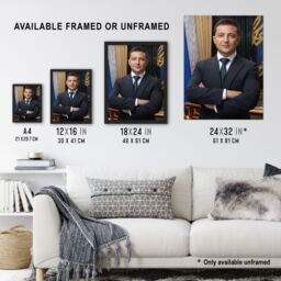"Artery8 Ukraine President Volodymyr Zelensky Official Portrait Wall Art Print in Dark Blue - Size: W24"" x H32""" - thumbnail 3