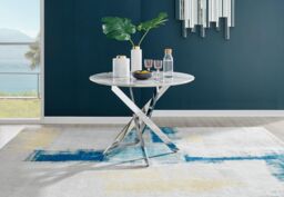 FurnitureboxUK Novara 100cm Round 4-Seater Dining Table With Silver Chrome Legs in Off-White - thumbnail 7