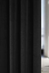 Enhanced Living Velvet, Supersoft, 100% Blackout, Thermal Pair of Curtains with Eyelet Top - Black - Size: 117 cm width x 137 cm drop - thumbnail 3
