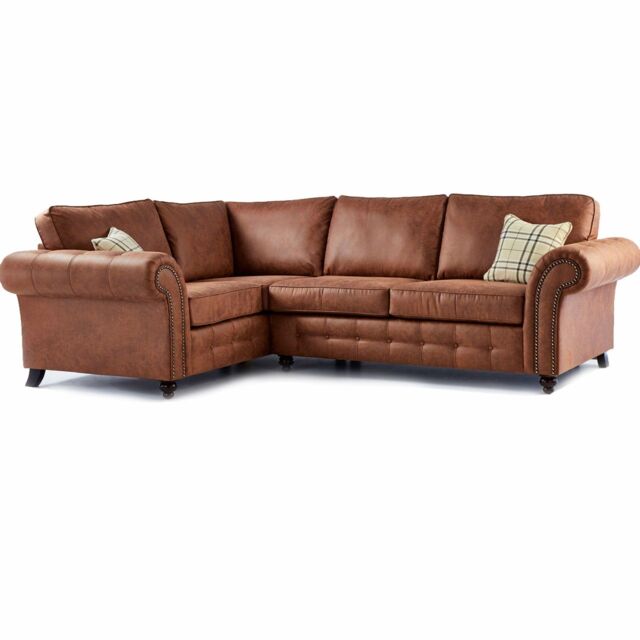 Snugg Furniture UK Limited Oakland L Shaped 4 Seater Suede Leather Corner Sofa in Brown - image 1
