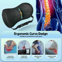 NESTLUNE Memory Foam Seat Cushion Back Lumbar in Black - Size: 120 cm x 135 cm - thumbnail 3