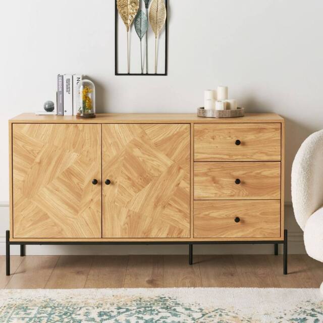 Wyld and Coco Sideboard - Light Wood with Black Metal Base in Brown - image 1