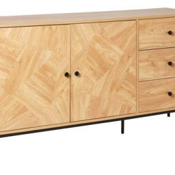 Wyld and Coco Sideboard - Light Wood with Black Metal Base in Brown - thumbnail 2