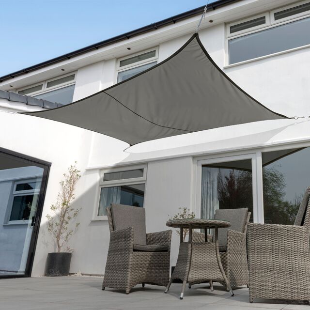 Primrose 6m x 5m Rectangle Waterproof Charcoal Garden Patio Sun Shade Sail Canopy 98% UV Block with Free Fixing Kit - image 1