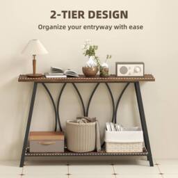 Wyld Haus Raneve Rustic Brown 2 Tier Industrial Console Table 120 x 30 x 80 cm - thumbnail 5