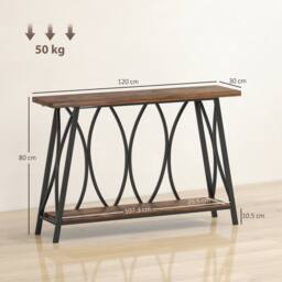 Wyld Haus Raneve Rustic Brown 2 Tier Industrial Console Table 120 x 30 x 80 cm - thumbnail 4