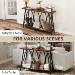 Wyld Haus Raneve Rustic Brown 2 Tier Industrial Console Table 120 x 30 x 80 cm - thumbnail 8
