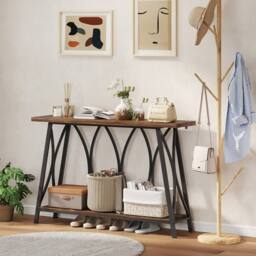 Wyld Haus Raneve Rustic Brown 2 Tier Industrial Console Table 120 x 30 x 80 cm - thumbnail 9