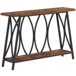 Wyld Haus Raneve Rustic Brown 2 Tier Industrial Console Table 120 x 30 x 80 cm - thumbnail 2