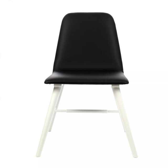 Orsina Black Leather Effect Dining Chair With White Legs - image 1