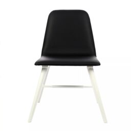 Orsina Black Leather Effect Dining Chair With White Legs - thumbnail 1