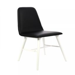Orsina Black Leather Effect Dining Chair With White Legs - thumbnail 3