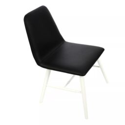 Orsina Black Leather Effect Dining Chair With White Legs - thumbnail 2