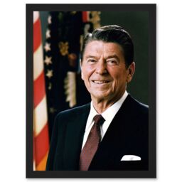 Artery8 Official Portrait US President Ronald Reagan Photo Artwork Framed Wall Art Print A4 in Black - thumbnail 1