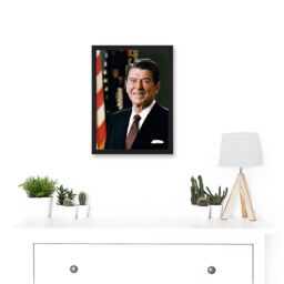 Artery8 Official Portrait US President Ronald Reagan Photo Artwork Framed Wall Art Print A4 in Black - thumbnail 2