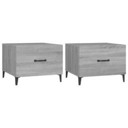 Berkfield Home Decorative Coffee Tables with Metal Legs 2 pcs Grey Sonoma 50x50x40 cm - Size: 50 x 50 x 40 cm - thumbnail 3