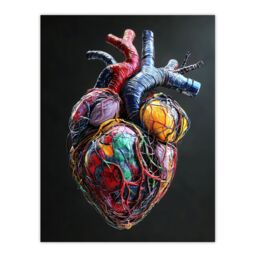"Artery8 Colourful Anatomical Human Heart Bold Modern Wall Art Print - Size: W12"" x H16""" - thumbnail 1