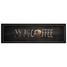 Berkfield Home Kitchen Rug Washable Coffee Text 45x150 cm Velvet in Black - thumbnail 2