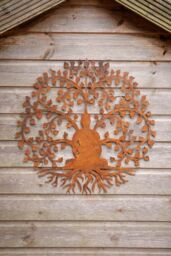 Inspirational Gifting Bodhi Buddha Garden Screen Wall Art Plaque 60cm Diameter in Brown - thumbnail 2
